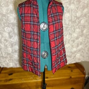 Croft & Barrow Red Checkered Quilted Vest